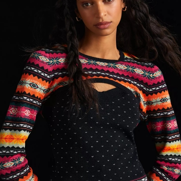 Maeve By Anthropologie Abstract Sweater Shrug Set, Size XL Petite - Picture 2 of 10